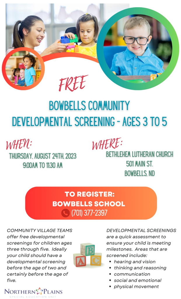 Bowbells Developmental Screening Poster